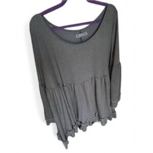 3X Tunic Dress‎ Dark Gray Babydoll Boho Cozy Cottagecore Soft Goth Comfy Urban